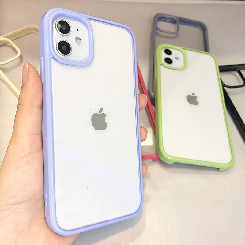 Quality Shockproof Protective CellPhone Cases Candy Colorful TPU MaterialSoft Thick Acrylic Covers for iPhone 11 12 Pro Max