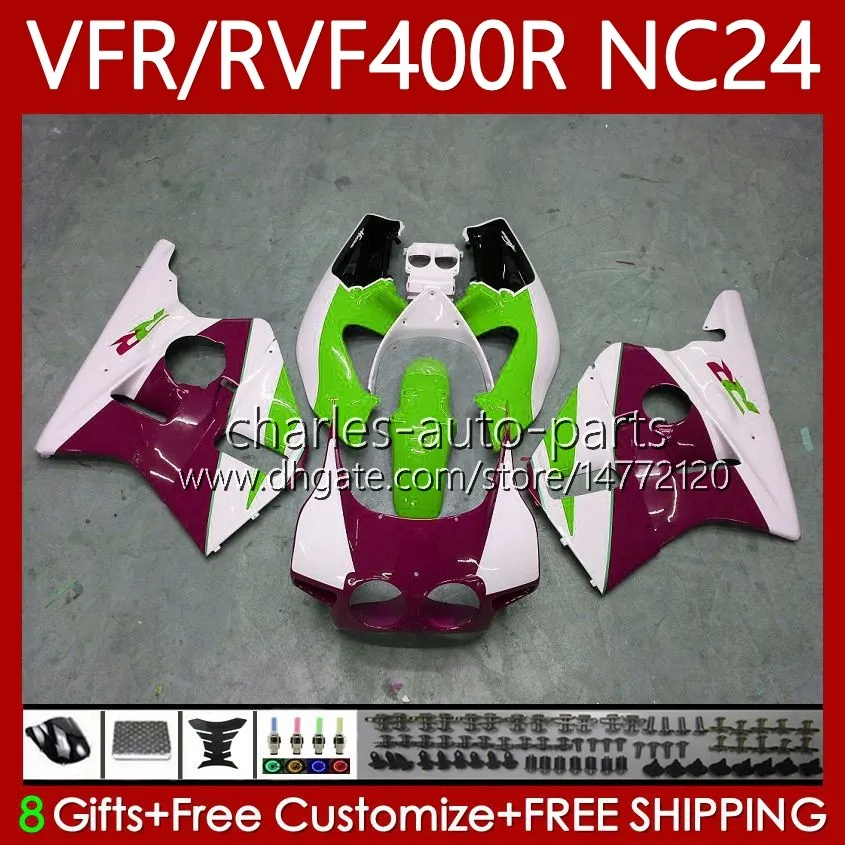 Carrosserie Kit voor HONDA RVF VFR 400 VFR400 R 400RR 1987-1988 BODYS 78NO.173 VFR400R VFR400RR NC24 V4 GROENTE WIT 87 88 RVF400R VFR 400R RVF400 R 1987 1988 MOTO VALINGEN