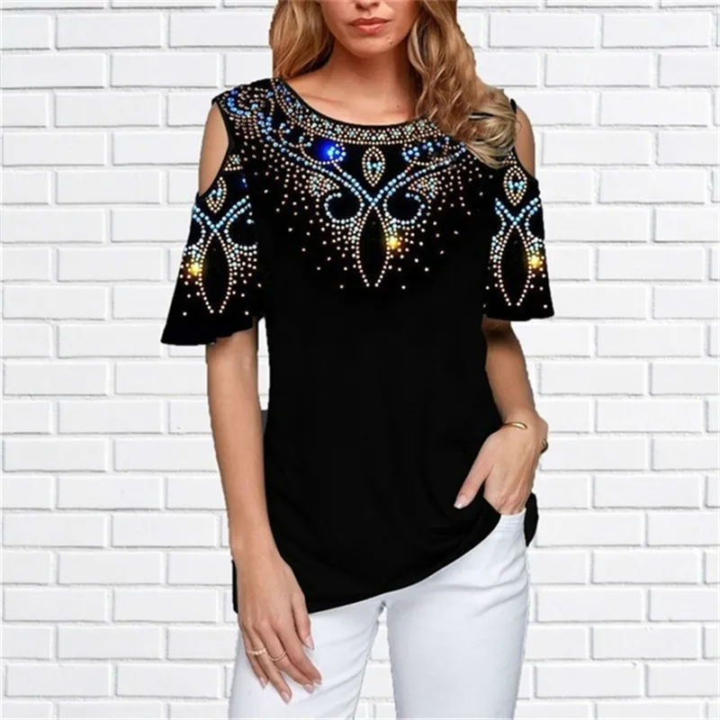 Camicia da donna e top taglie forti Nera manica corta Donna Amica Maglietta Harajuku Moda Causale Fidanzato 210514