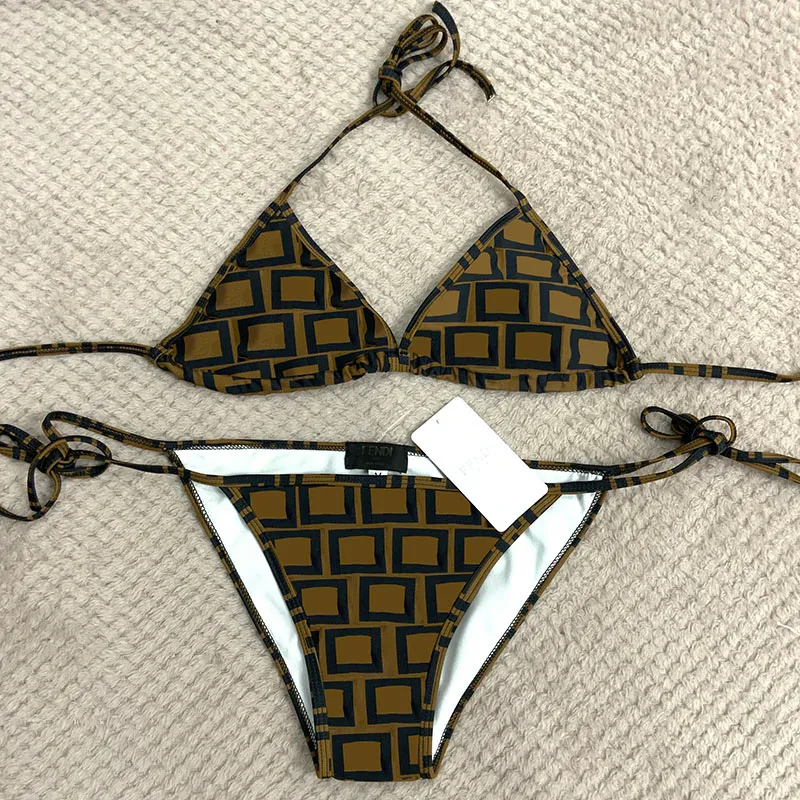 Dames bikini ontwerper sexy strand bikini's zwempak mode brief gedrukt zomer split badpak strappy bikini's voor dames brutale XXL