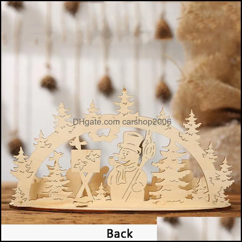 1set Wooden DIY Christmas Decoration Christmas Ornament Christmas Gift For Child Navidad Natal Xmas Home Decoration Party Supply DBC