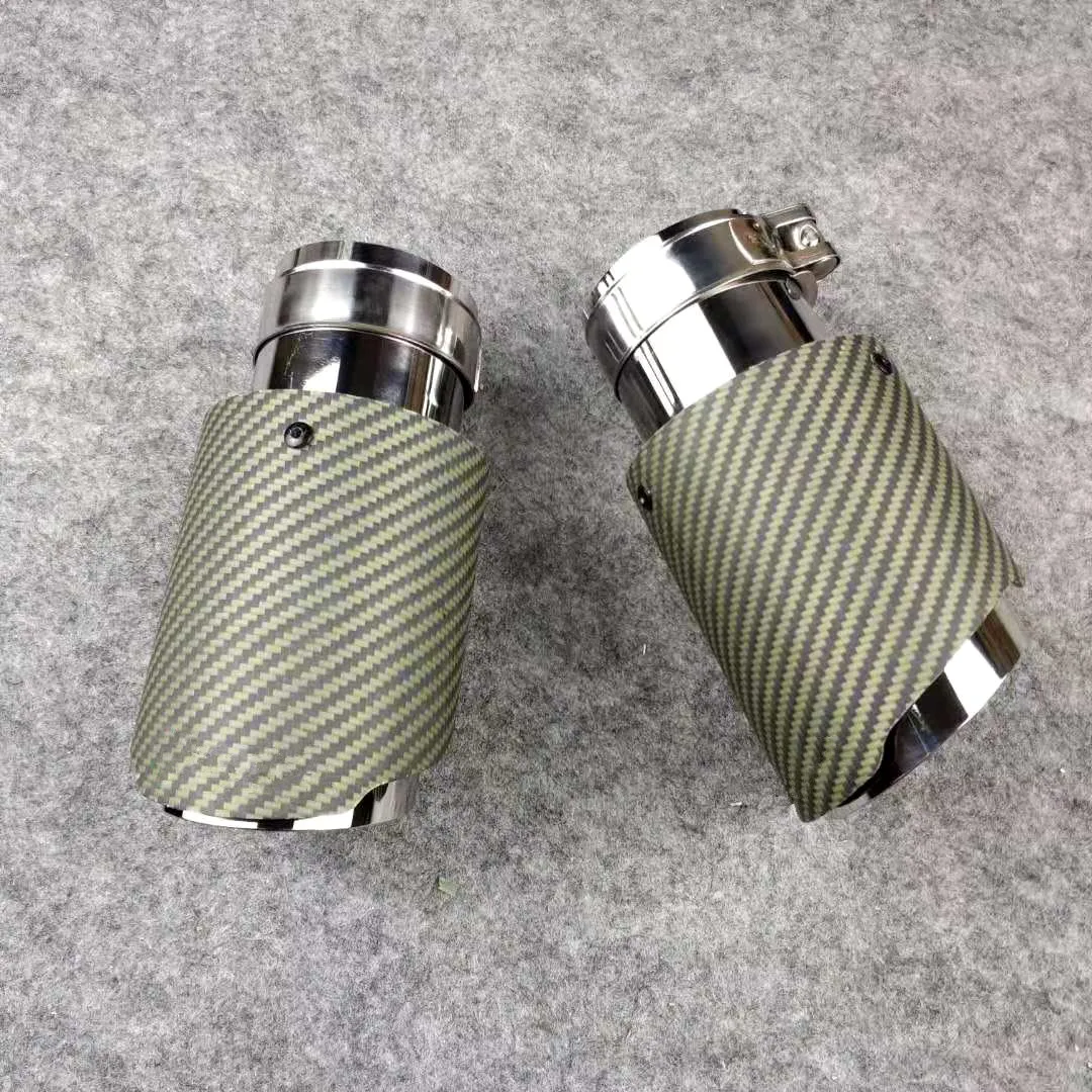 1 pièces: embout d'échappement à bord droit voiture Akrapovic tuyau vert fibre de carbone avec embouts d'échappement en acier inoxydable silencieux