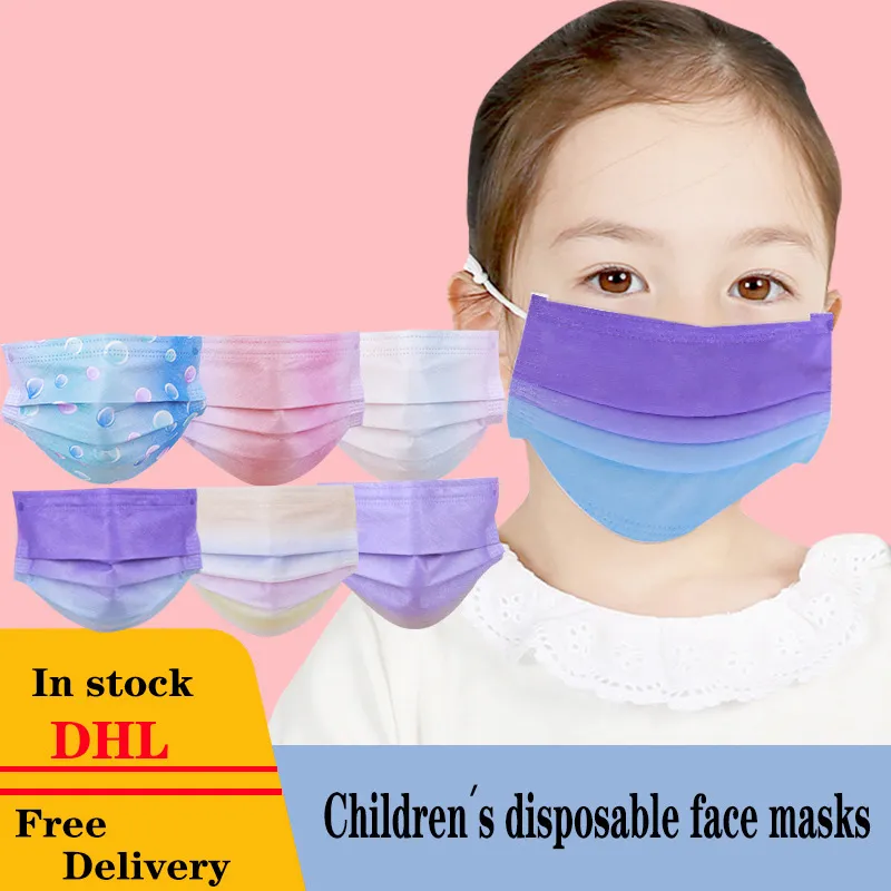 Kids Disposable Face Masks children's gradient 3-layer Protective Mask Free Delivery