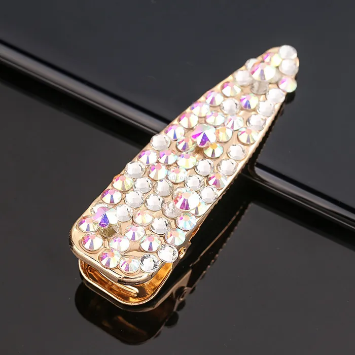 Golden Bling Hair Clips Clamp Barrettes Simple Crystal Bobby Pins Clip for Women Girls Fashion Jewelry Will and Sandy