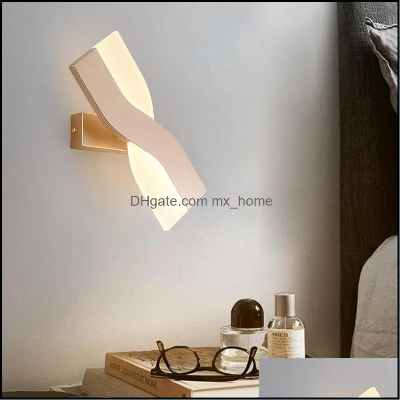 Nordic creative bedside bedroom living room modern minimalist wall lamp rotatable led study reading background wall lampLB100713