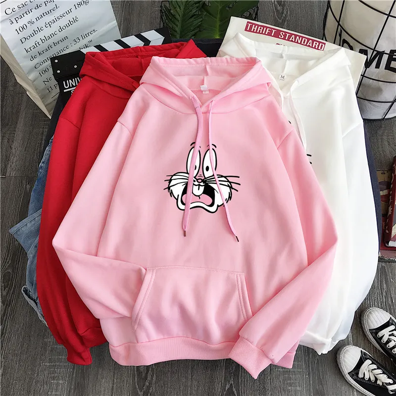 Paris Girl Harajuku Womens Sweatshirt Cute Cartoon Bugs Bunny