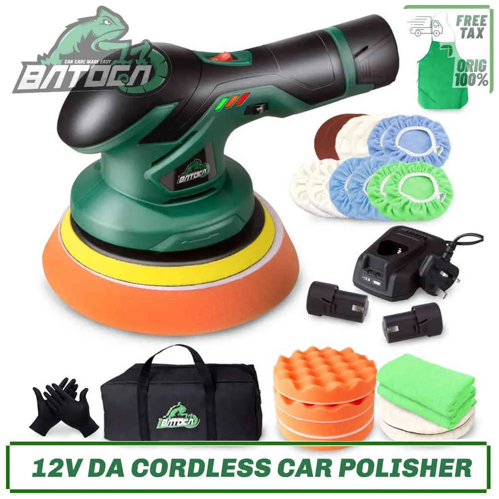 BATOCA Cordless Polisher 12V Wireless DA Car Polishing Machine Brushless Dual Action Buffer Free 2pcs 2.0Ah Lithium Battery