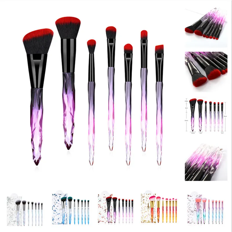 BEAUTY Makeup Brushes 7pcs/set Diamond Handle Cosmetics Powder Eyeshadow Foundation Brush Tools with Quicksand Bag