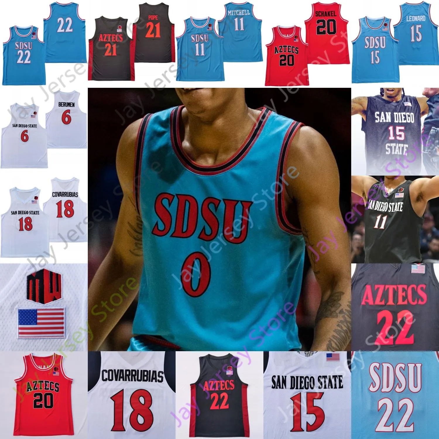 2021 Custom San Diego State Aztecs Basketball Jersey NCAA College Malachi Flynn Matt Mitchell Schakel Yanni Wetzell KJ Feagin Nathan Mensah Seiko