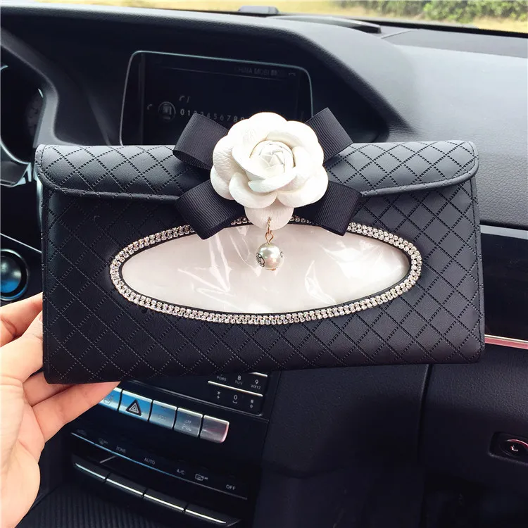 Camellia-Car-Sun-Visor-Tissue-Box-Leather-Hanging-Auto-Tissue-Holder-Flower-For-Girls-Crystal-Rhinestone-Auto-Tissue-Paper-3