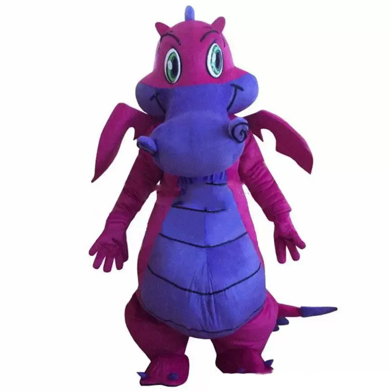 Grande vestito viola dell'attrezzatura del vestito operato dal costume della mascotte del drago che spedice formato adulto
