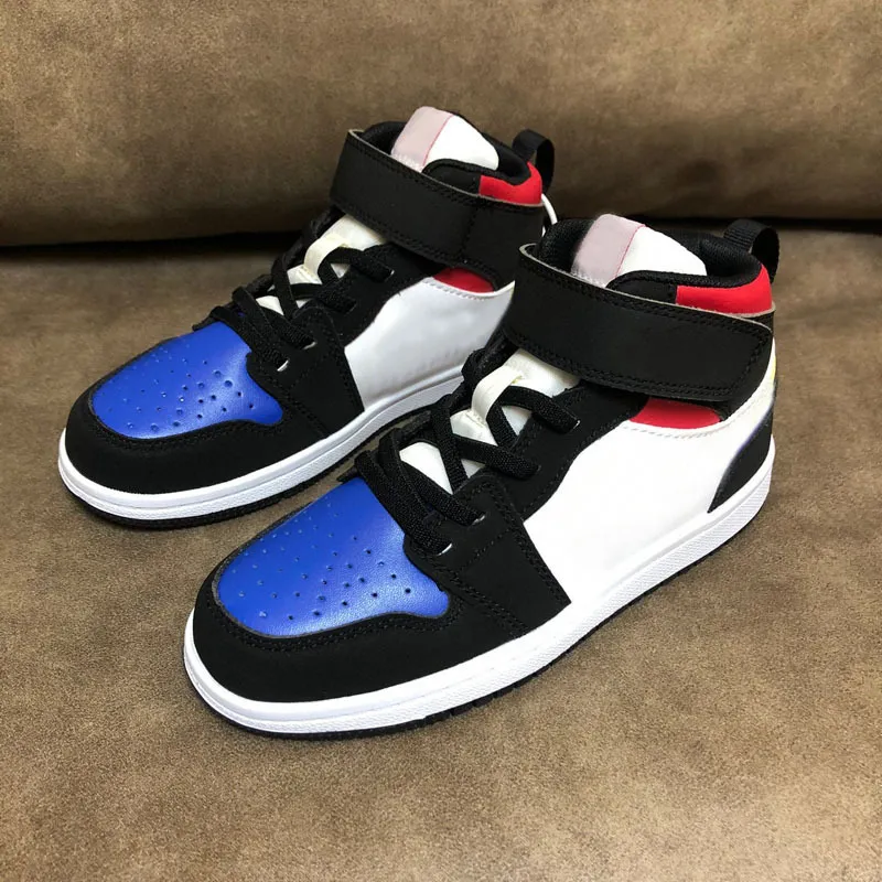 2021 Classic 1 Chicago Red Mid Magic Button shoes Children Boy Girl Kid youth Basketball sports shoes skate sneaker size EUR24-35