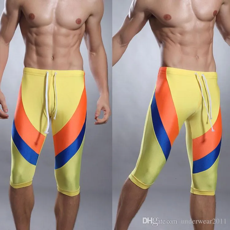 superbody Mens long Swimwear Male swimming half pants Mans Swimsuit Double Layer Inner Gauze swim trunks 1509-ST