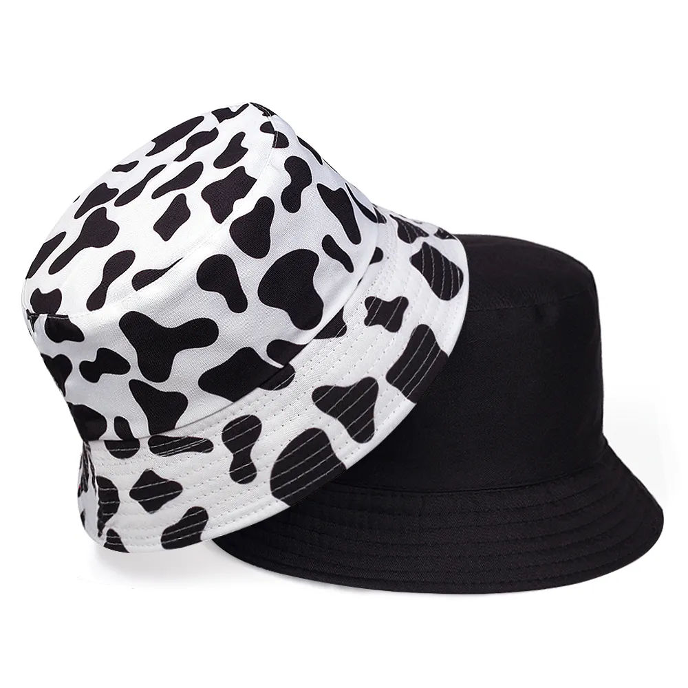 Fashion summer cotton bucket hat dairy cow Striped print Fisherman Hats Hip Hop outdoor travel panama cap Sun caps for men Women