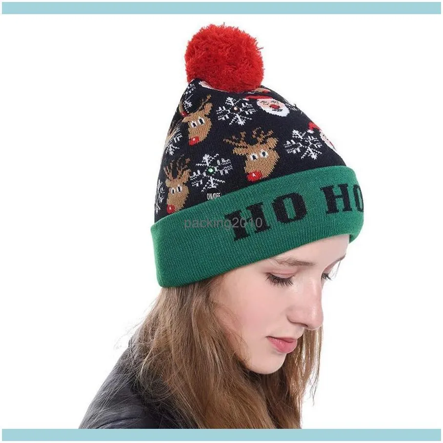 Women Men Unisex Christmas LED Hat Beanie Knit Cap Light Up Xmas Cap Costume Christmas Hat