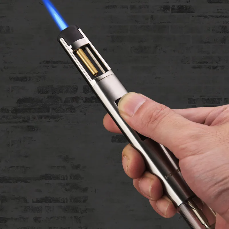 Nieuwe Outdoor BBQ Keuken Torch Jet Pijp Aansteker Vlam Pen Spuitpistool Butaan Gas Winddicht Lichter Hervulbare Lassen Tool Gadgets Man