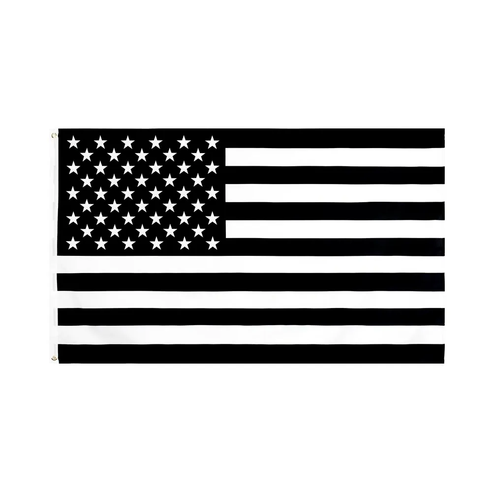3x5ft Zwart en wit Amerikaanse vlag Polyester No Quarter krijgt ons de VS Historische bescherming Banner Vlag Dubbelzijdig Indoor Outdoor