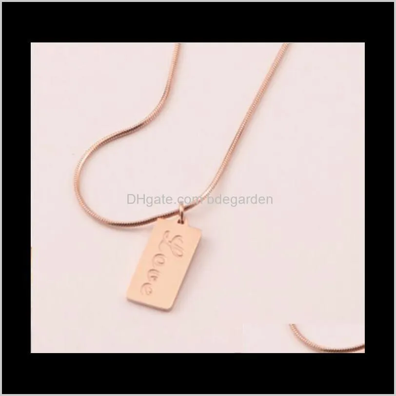 jewelry square pendant necklace Love Tag Necklace 14k gold plated necklace for women hot fashion
