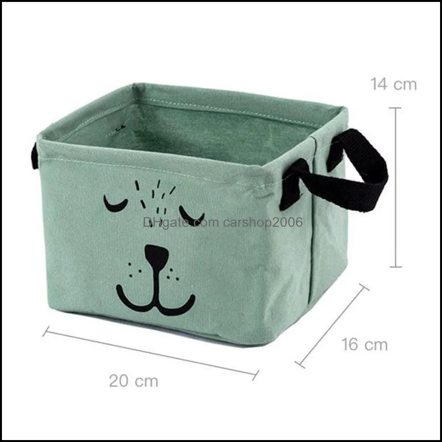 Home Folding Cartoon Desktop Sundries Books Storage Baskets Multi-functional Large Capacity Cotton Linen Storage Basket DH1041