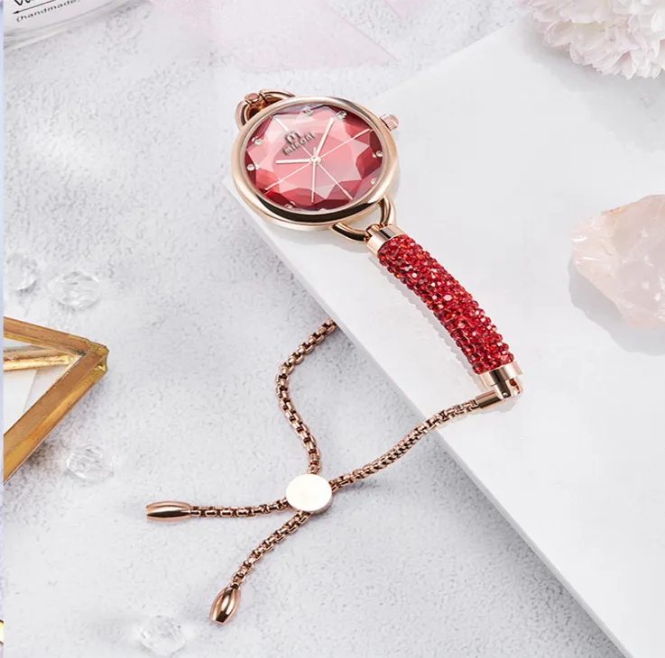 Reloj de cuarzo con temperamento de moda contratado, pulsera para mujer, relojes exquisitos de negocios para mujer, reloj de pulsera brillante con diamantes para niñas Mult2405