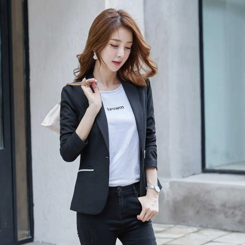 Mode-Women Office Wear Fockets Blazers Coat Vintage Notched Collar Långärmad Knapp Kvinnor Outerwear Kläder
