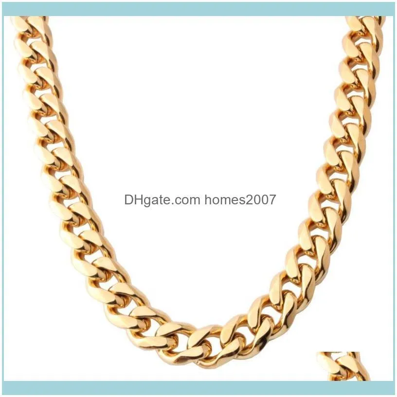 Curb Cuban Link Chain Bracelet & Necklace Jewelry Gift For Punk Men Boys 316L Stainless Steel Gold Tone 7-40inch 12/15mm Chains