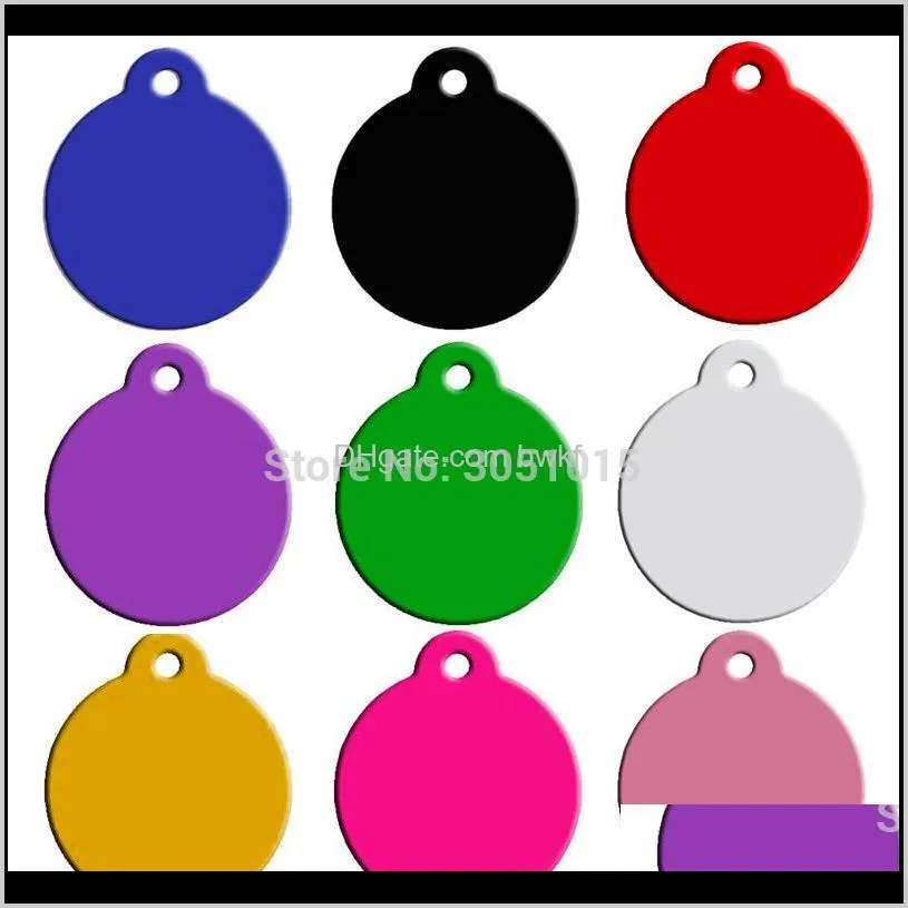 wholesale 100pcs dog pet id tags pendant cat pet dog id tag lost tag puppy cat name address pendant tag round collar accessories