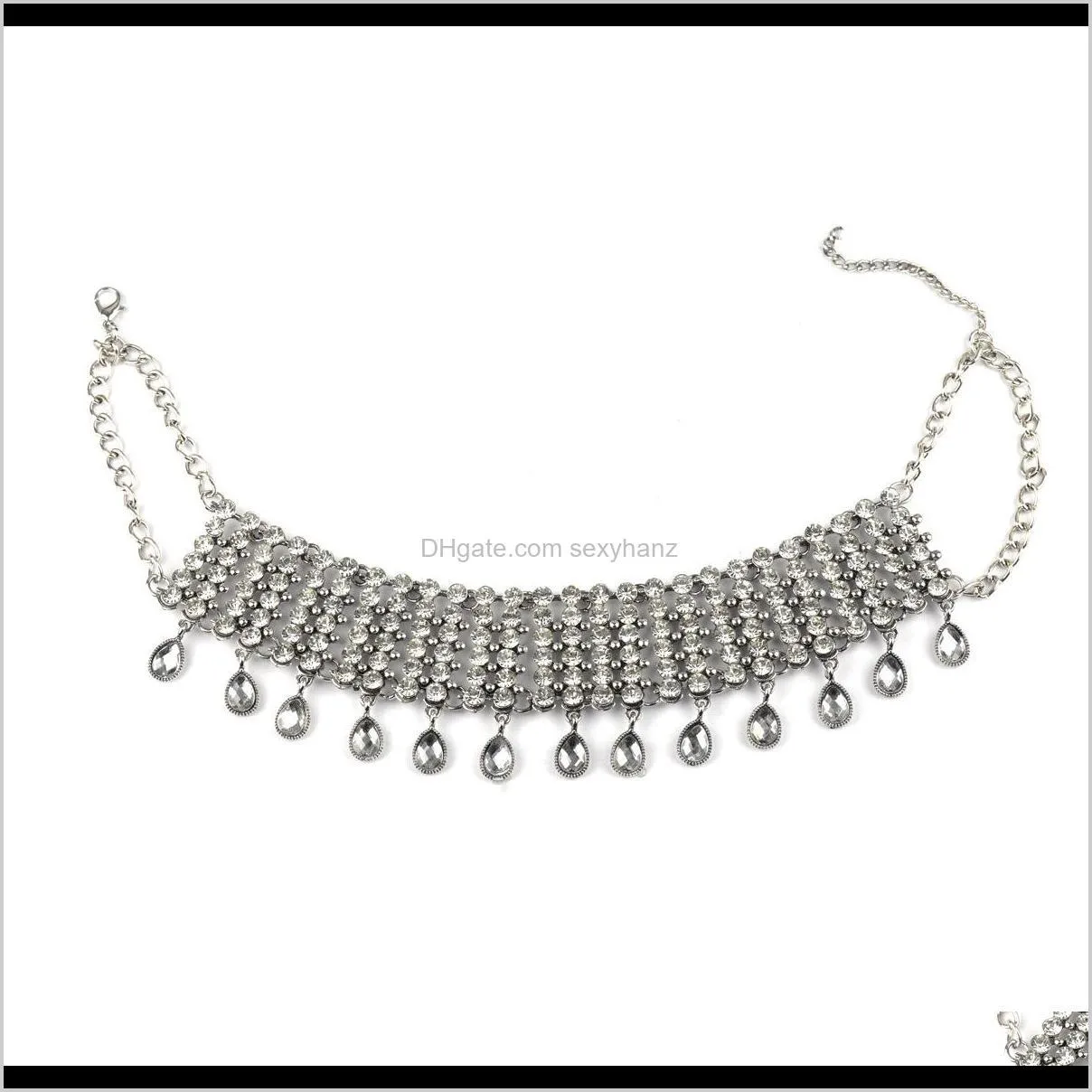 Wholesale European and American fashion new big brand exaggeration diamond diamond water drop gem short necklace neckchain collar