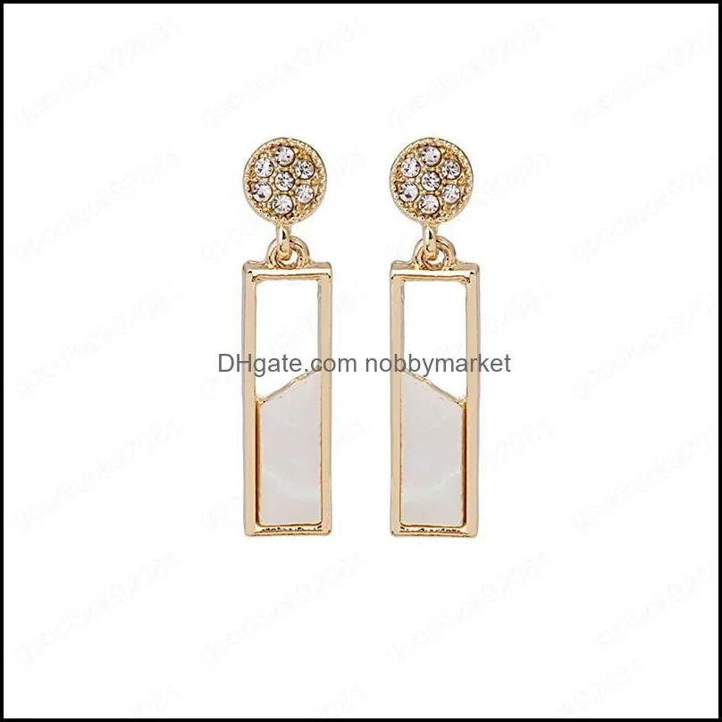 Dangle & Chandelier Earrings Jewelry Korean Style Fashion Earring Simple Geometric Square Shell Ins With Diamond 925 Sier Needle For Women D
