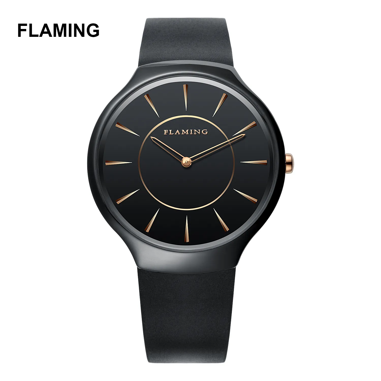 FLAMING Men Watch High Quality 4 Colors Ceramic Case Silican Strap Wristwatch Japanese Movement Gift 38mm