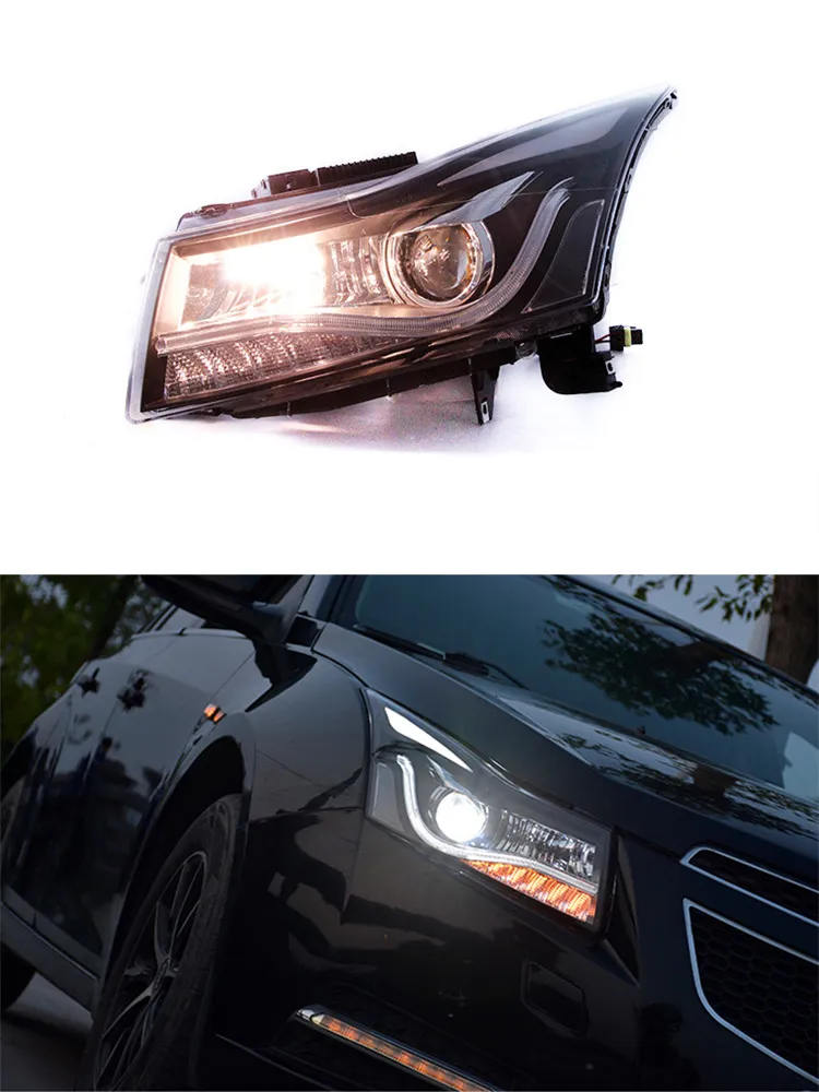 3 stilar för Chevrolet Cruze LED-strålkastare 2009-2016Headlights Cruze DRL Turn Signal High Beam Angel Eye Projector Lens