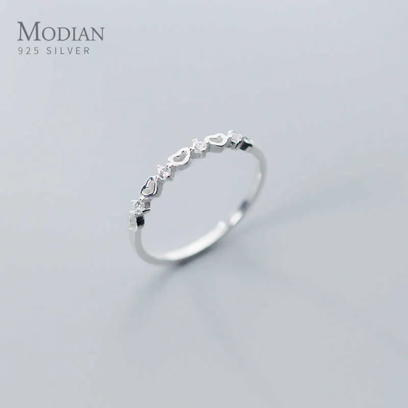 Genuine DZZLLING AAA Zircon Ring para Mulheres 925 Sterling Silver Stackable Hearts Wedding Engagenent Fine Jewelry 210707