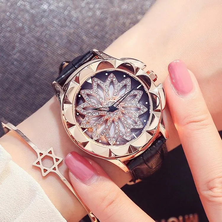 Kobieta Zegarki Panie Moda Rhinestone Diamond Dress Watch Wysokiej Jakości Luksusowy Wristwatch Obróć tarcza Hotsale Girl Good Gift