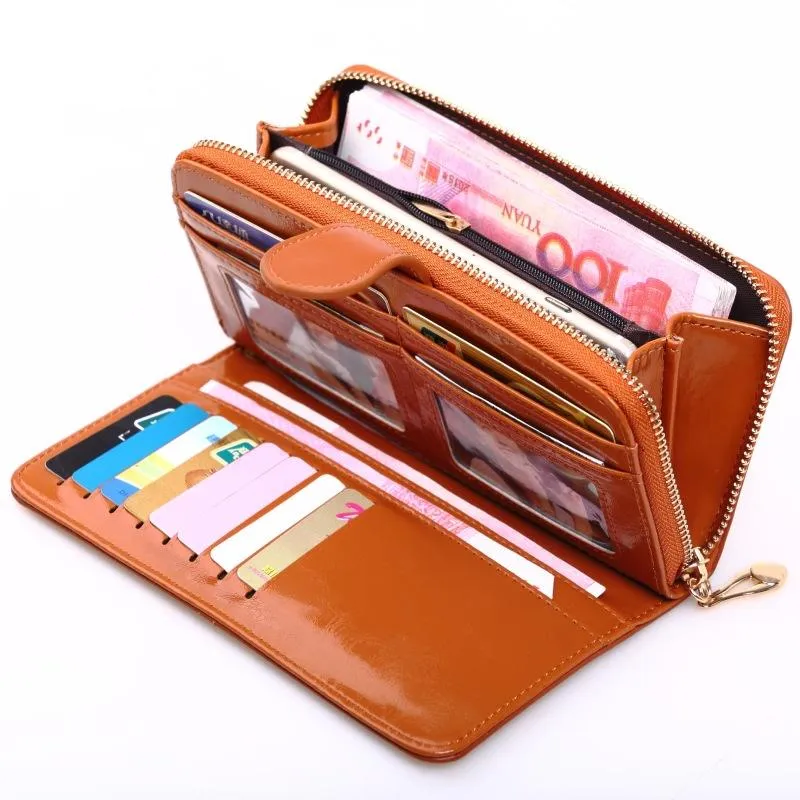 Brieftaschen 11 Farben 2021 Mode Leder Damen Wallet Solide Vintage Lange Frauen Geldbörsen Große Kapazität Telefon Clutch Geld Tasche Kartenhalter