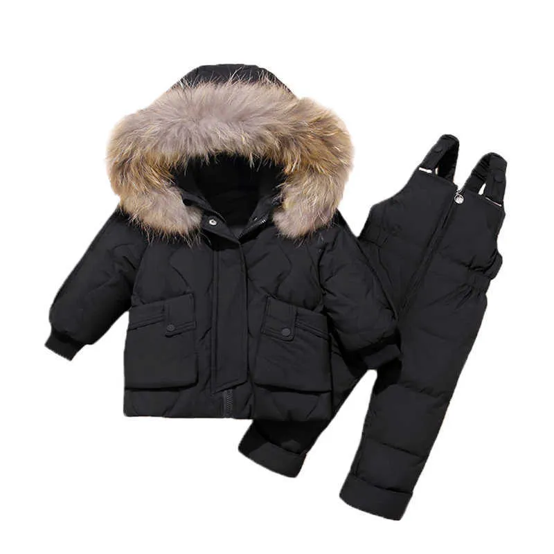 2 adet Set Kış Tulum Çocuklar Için 2021 Yeni Bebek Kız Giysileri Çocuklar Down Suit Çocuk Erkek Giysileri Için Bebek Snowsuit 0-3Y H0909