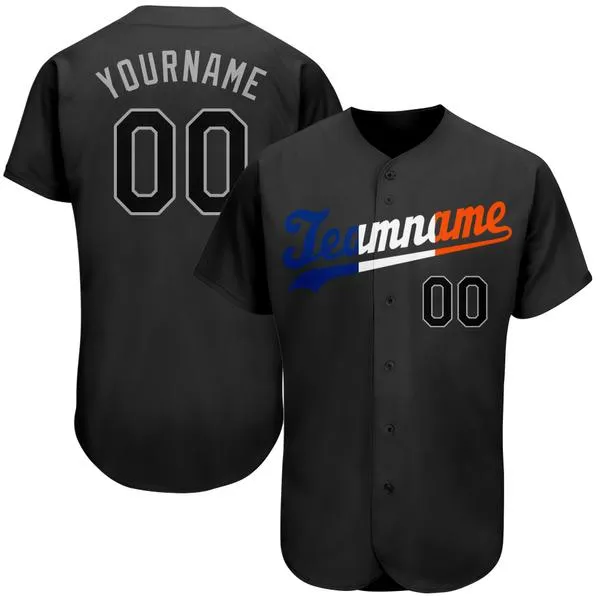 Benutzerdefinierte schwarze Black-Orange-3 Authentic Baseball-Jersey