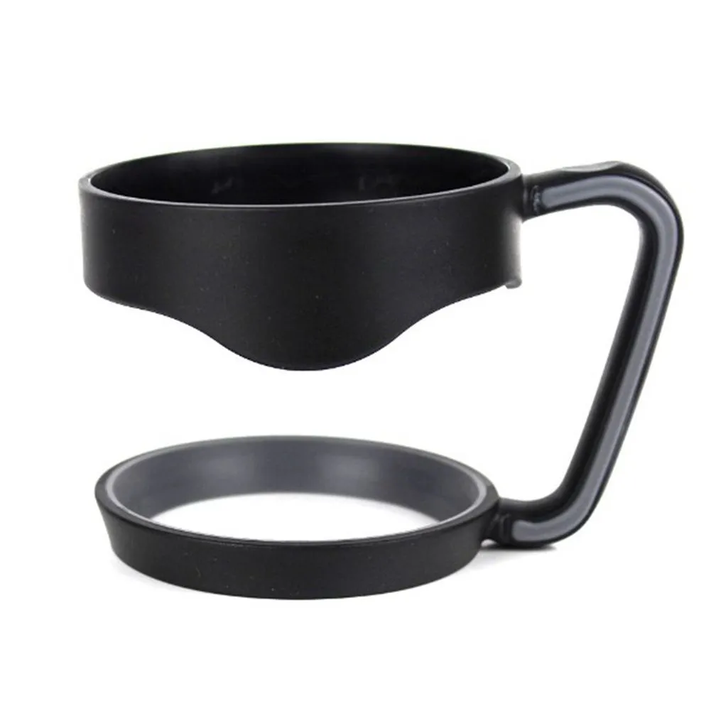 Poignée de tasse de tasse de tasses de bouteille d'eau noire en plastique portative pour le support de main de tasse de tasse de 30 OZ adapté au couvercle de bouteilles de Thermos de boisson de voyage