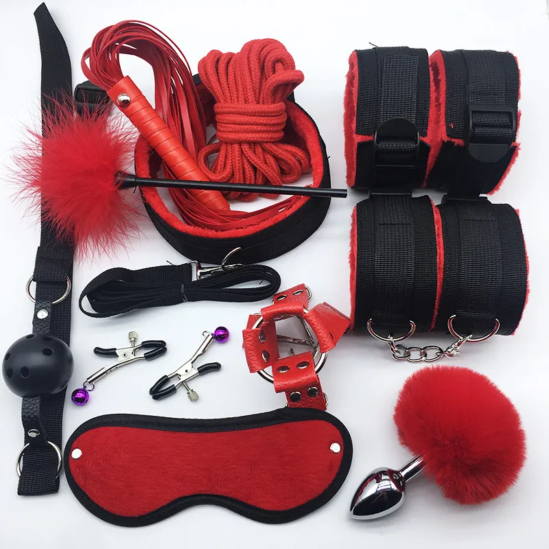 SMLOVE Handcuffs For Collar Whip Gag Nipple Clamps BDSM Bondage Rope Erotic Adult Woman Couples Anal Butt 210722306o