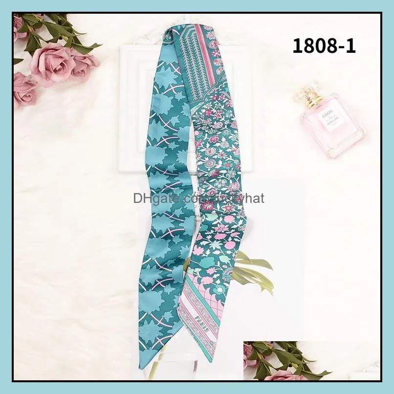 Luxury Long New Skinny Scarf Brand Silk For Women Paris Letter Print Long Bag Scarf Handle Bag Ribbons Head Scarves Best Gift1