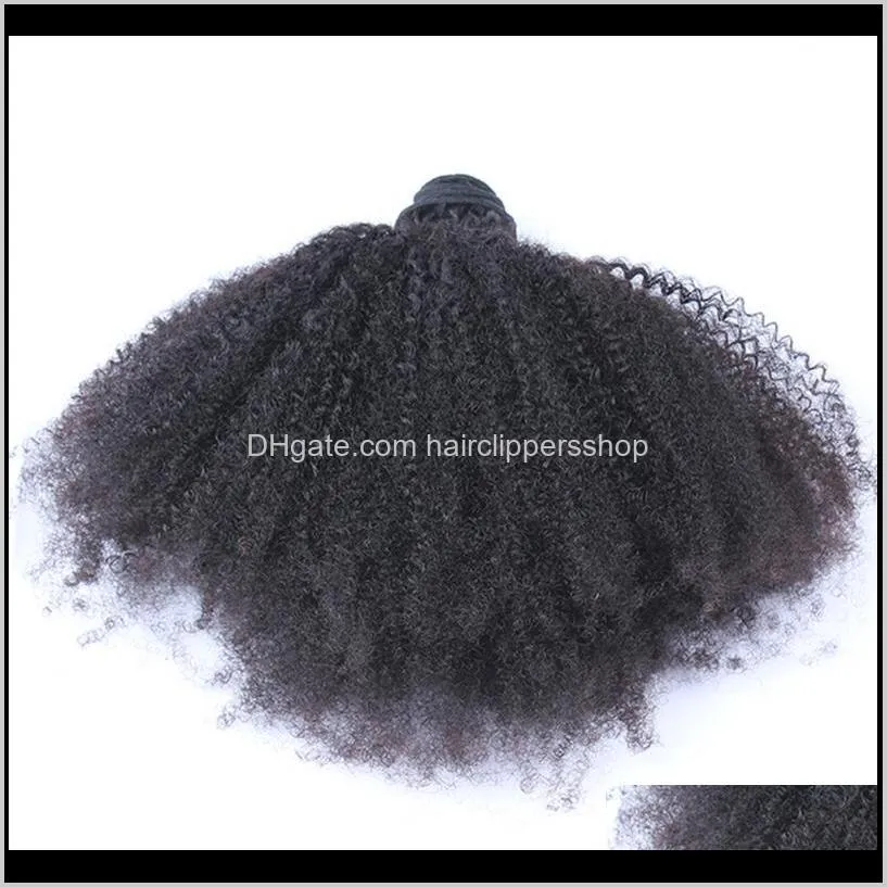african short human hair ponytail extension clip in natural afro puffs hair drawstring afro curly wig ponytail hair extensions