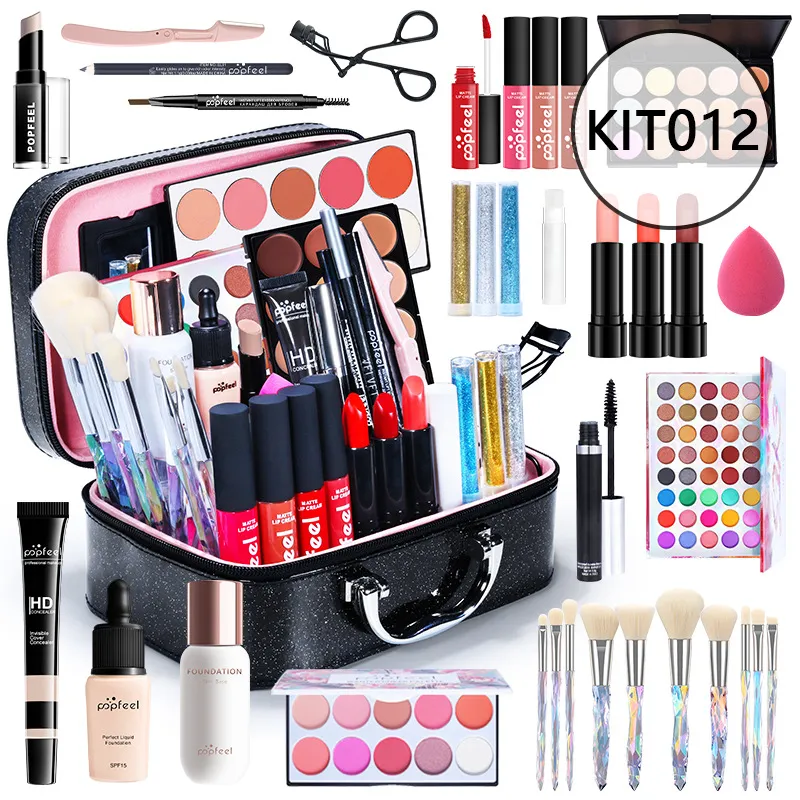 Conjunto de maquiagem Popfeel Conjuntos completos Coleção de maquiagem para iniciantes Tudo em um Kit de cosméticos leves para meninas