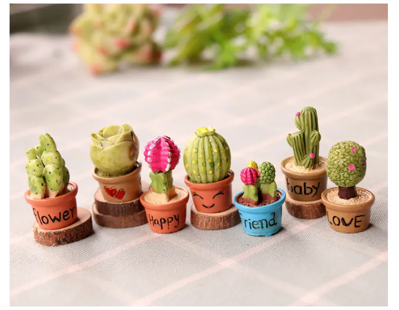 7pcs mini artificielle charnue cactus plante véritable tactile paume paume paupière paysage fleur décoratif talbe décoration résine miniature