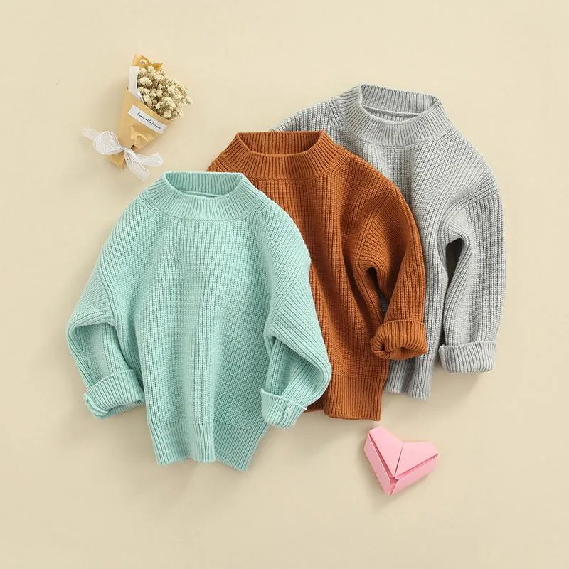 Pullover 9 f￤rger Sm￥barn Baby Boys Girls Solid Sweaters 0-6y Autumn Winterkl￤der L￥ng ￤rm