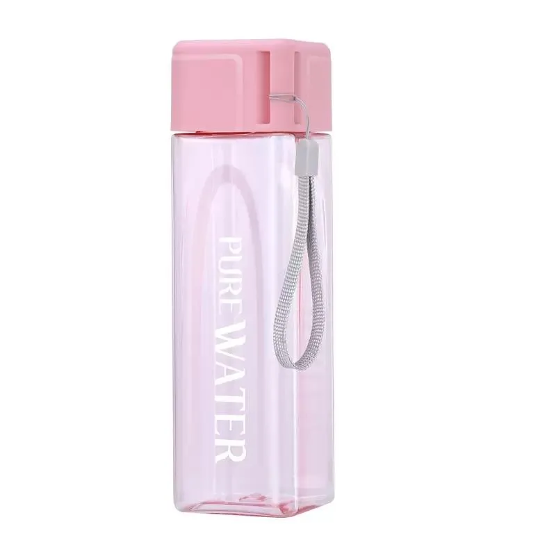 Outdoor Portable Water Mug 17oz 500ml Sport Water Bottle Fashion Square Transparent Tumbler Large Capacity Water Bottles Plastic Cup FY4134