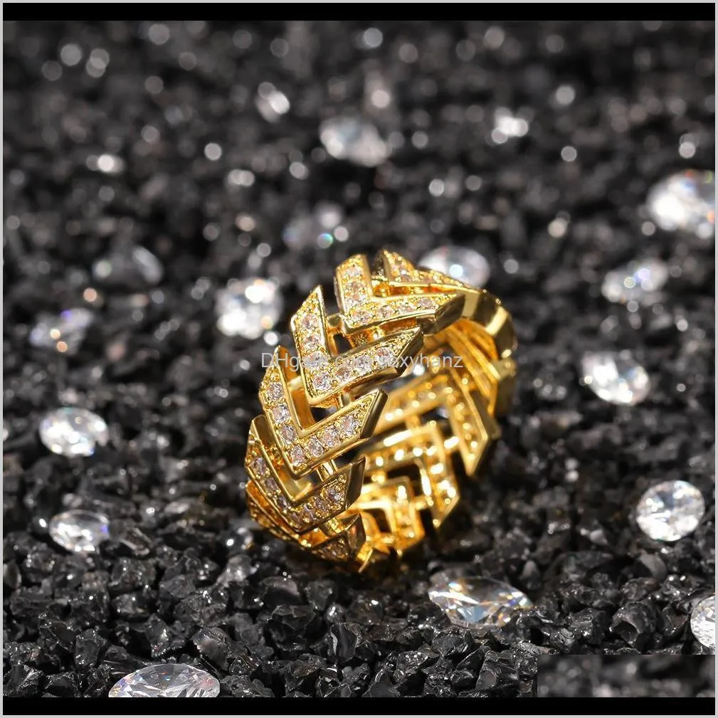 Schmuck Marlary Fashion Band 18K Gold überzogener individueller gravierter Ring Großhandel Stack Ice Out Zirkone Daumenringe für Männer Drop Lieferung 2021 ZQ2