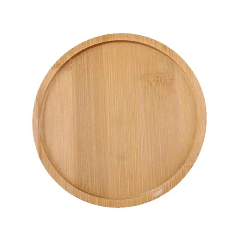Bamboo Tray Plant Saucer Flower Container Creative Original Wood Color Environmentally Friendly Round Coasters Tabletop Set Planters & Pots