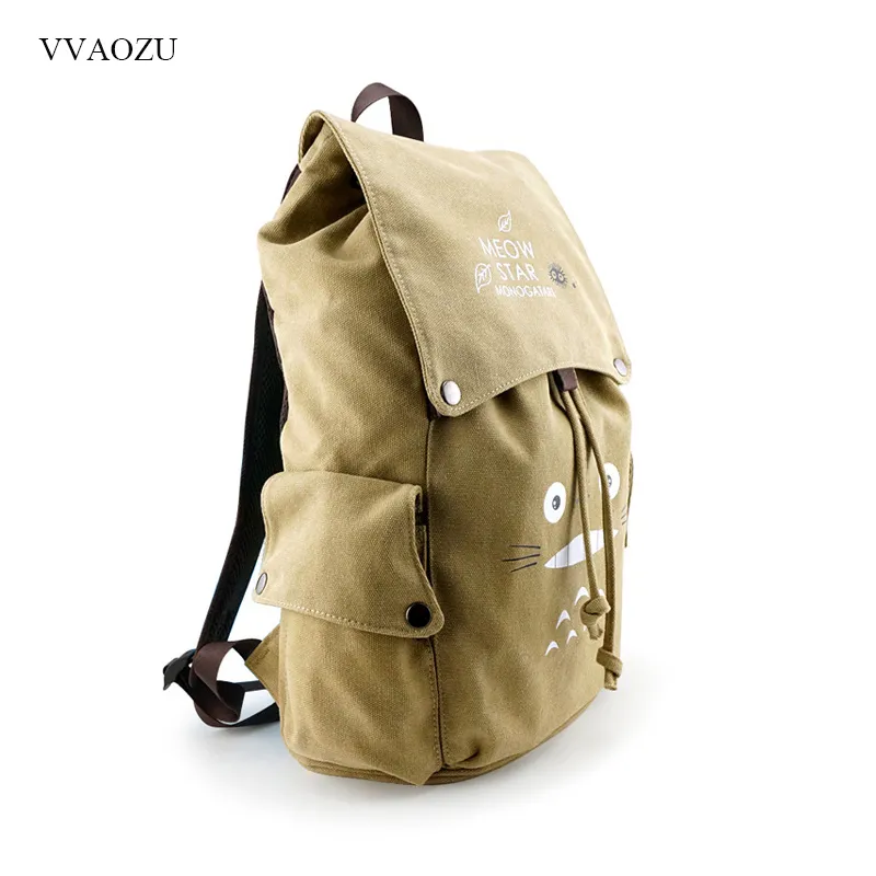 Totoro Canvas Backpack Travel Schoolbag Sword Art Online Attack On