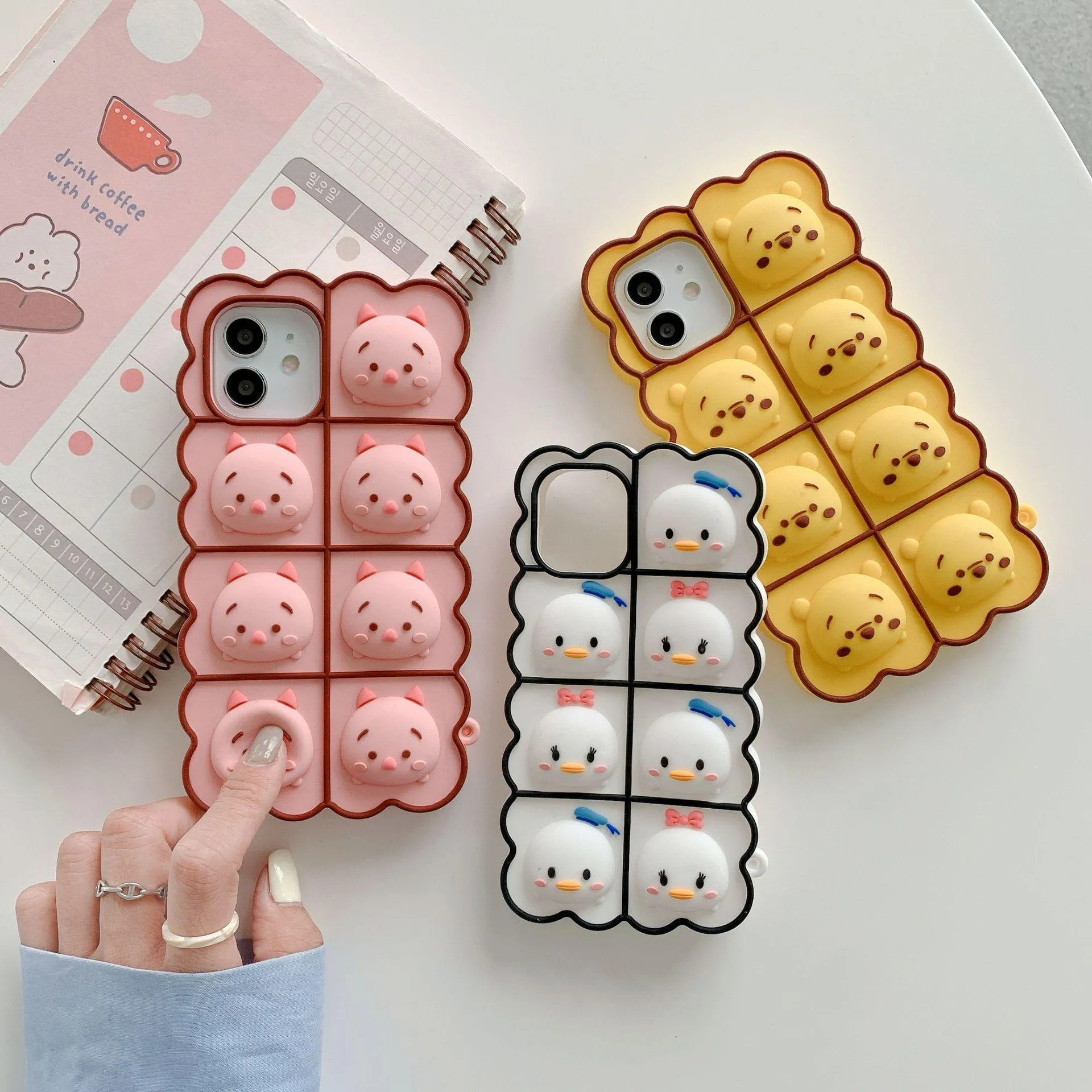 Push Bubble Squeeze Pinch Telefon Cartoon Ochronne Telefony Dekompresyjne Zabawki dla iPhone 8 Plus 11 xr