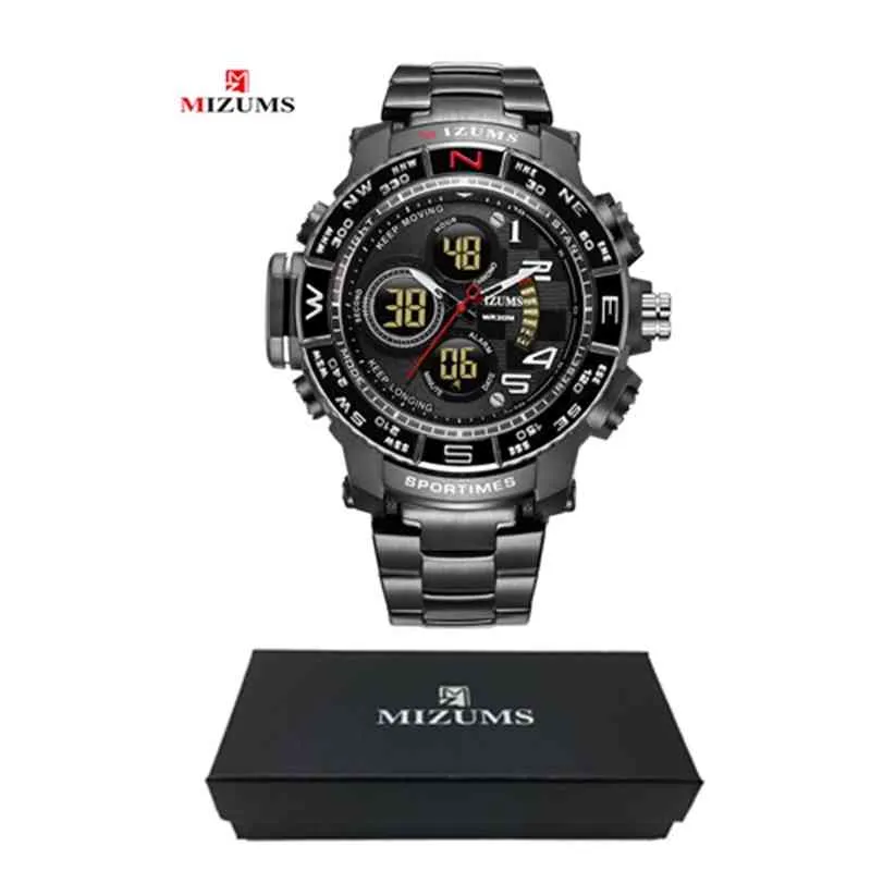 Mizums Brand Quartz Watch Mens Sport Watches Men Steel Band