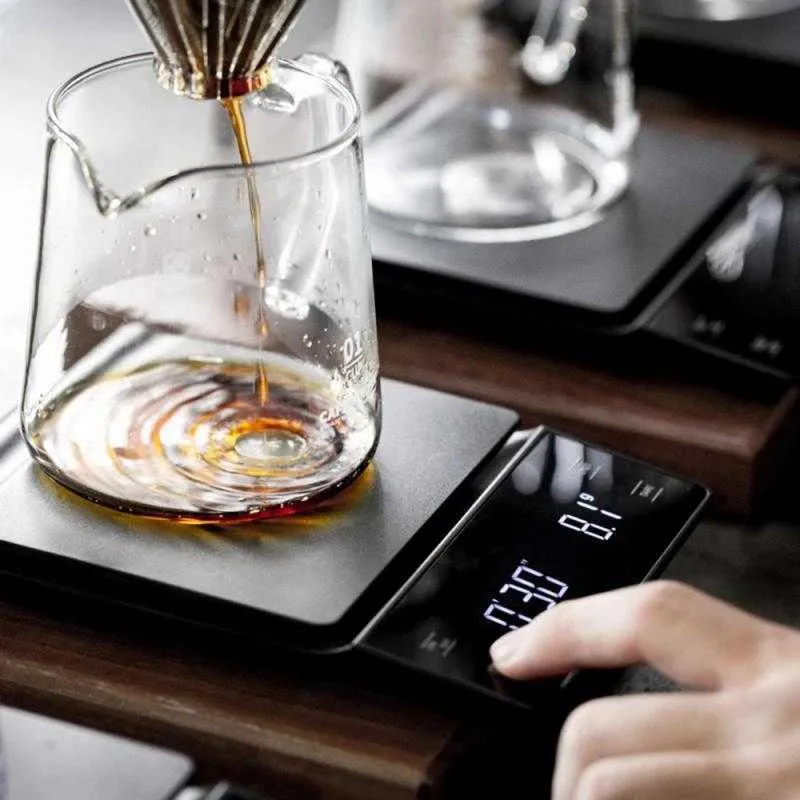 LCD Cyfrowa elektroniczna skala kawy z timerem 3kg 0.1g czarna kuchnia prażona precyzyjna waga 210728